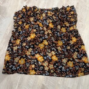 Old Navy Floral Short Sleeve Top - Black and Yellow